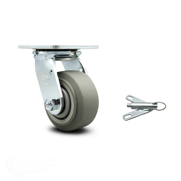 4 Inch Thermoplastic Rubber Swivel Caster with Ball Bearing and Swivel Lock SCC